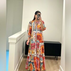 FARM RIO Colorful Patchwork Maxi Dress